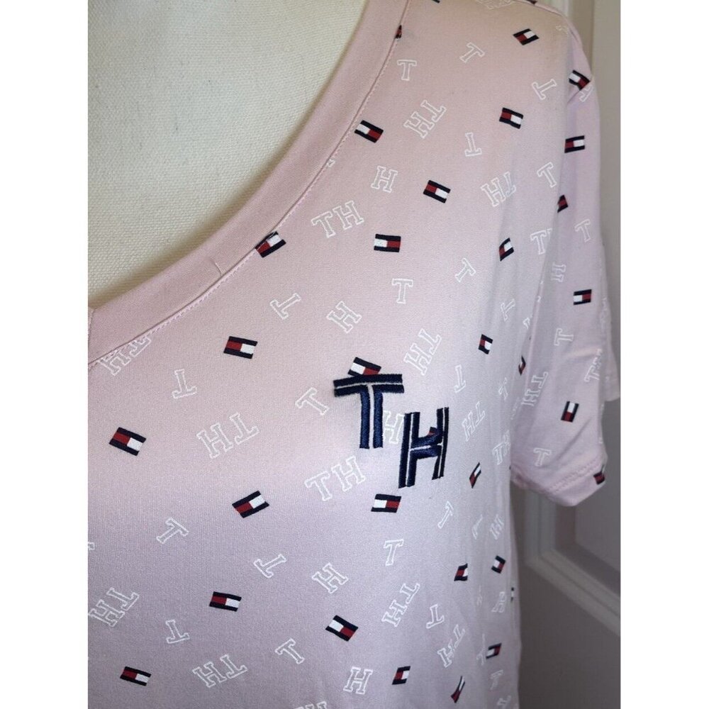 TOMMY HILFIGER Sleep Shirt Womens Small Pink Tee Pull On Logo Sleepwear Dress M - Picture 4 of 6